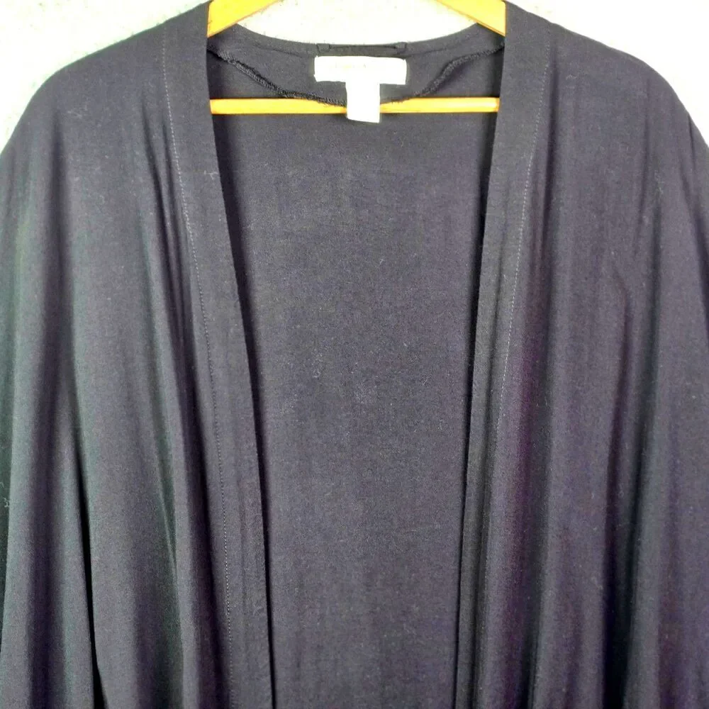H&M Coachella Open Front Black Tassel Trim Festival Cover Up L Boho